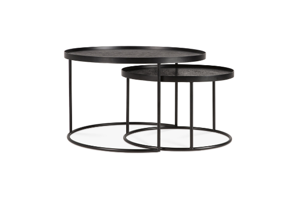 Ethnicraft Round Tray Coffee Table Set