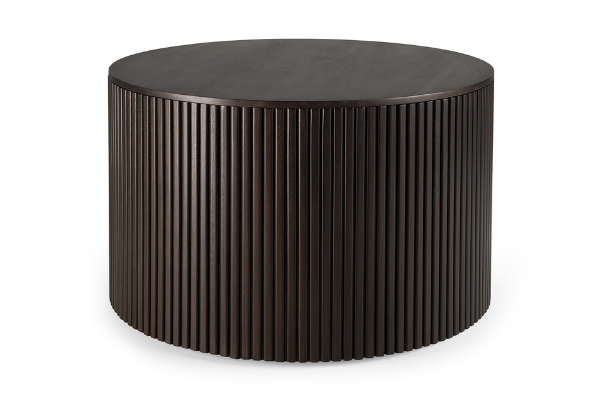 Ethnicraft Mahogany Roller Max Dark Brown Round Coffee Table