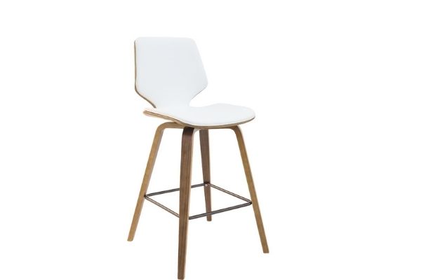 White Ryde Bar Stool with Oak Timber Legs