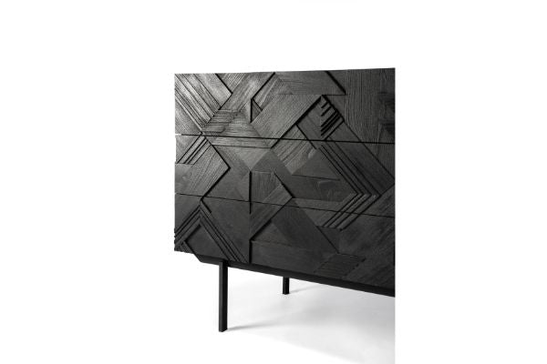 Ethnicraft Teak Graphic Black 3 Drawer Chest
