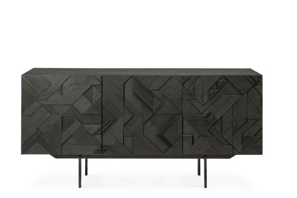 Ethnicraft Teak Graphic Black 3 Door Sideboard