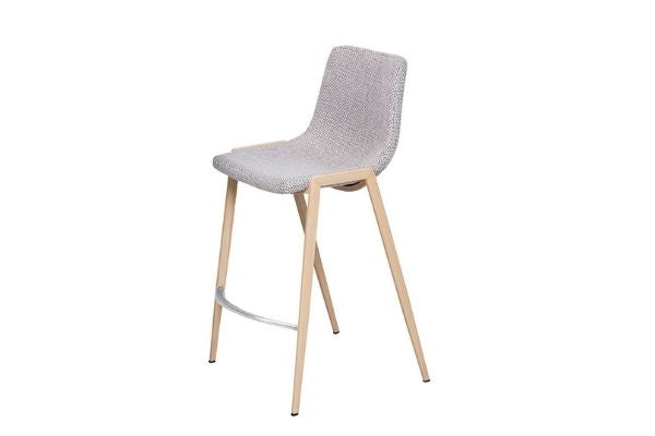 Hyde Bar Stool Beige Fabric with Timber Legs