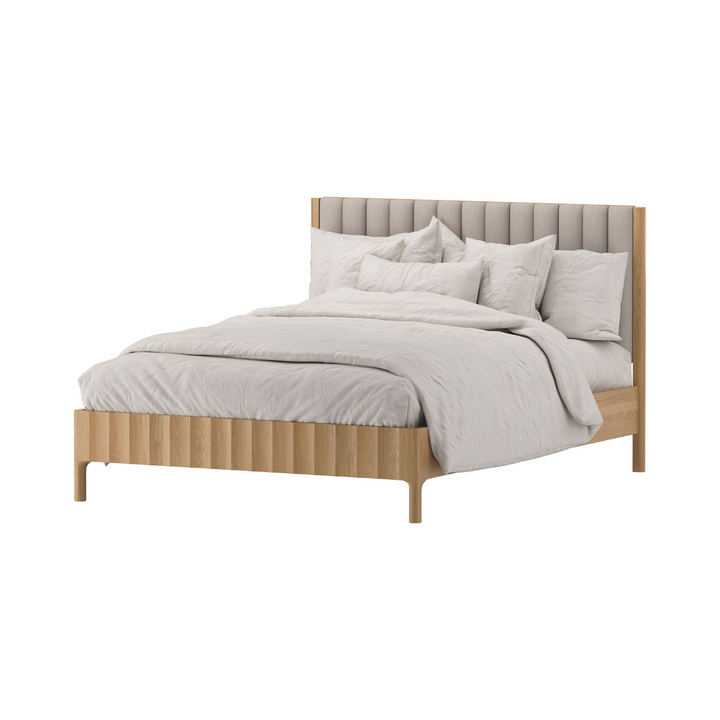 Bondi Oak/Fabric Fluted Bed - Queen