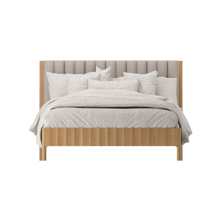 Bondi Oak/Fabric Fluted Bed - Queen