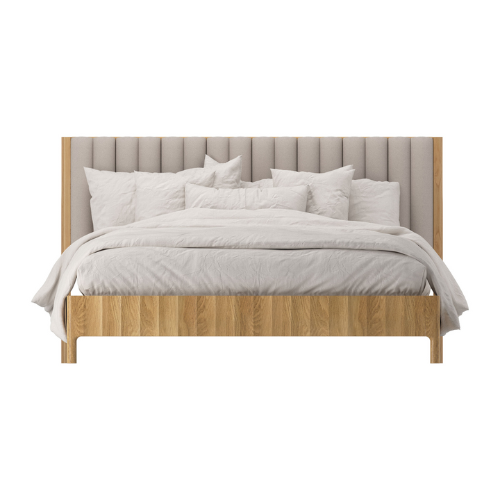 Bondi Oak/Fabric Fluted Bed - King