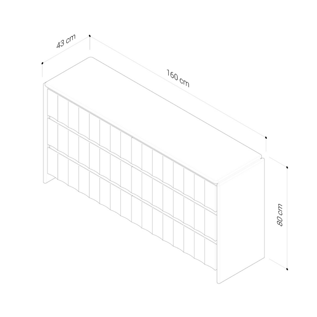 Bondi Oak Fluted Dresser