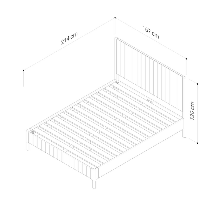Bondi Oak/Fabric Fluted Bed - Queen