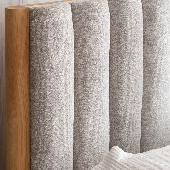 Bondi Oak/Fabric Fluted Bed - King