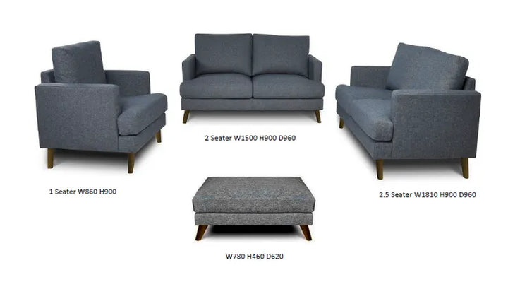 Yarra 2 sofas, chair and ottoman suite