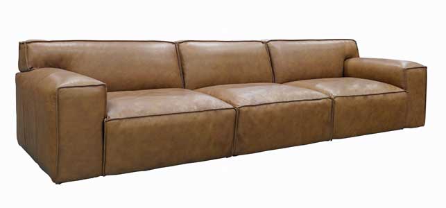 Olivia vintage tan leather sofa