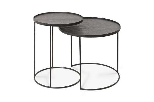 Ethnicraft Round Tray Side Table Set