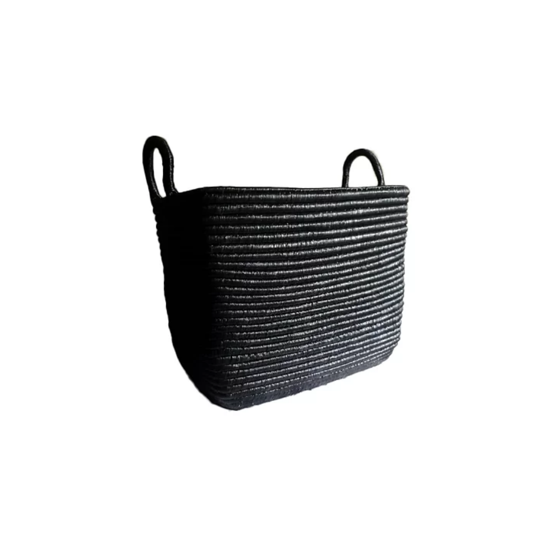 Kaisa Black Set of 2 Large Oval Log Baskets