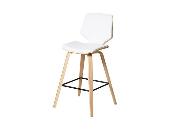 White Ryde Bar Stool with Walnut Timber Legs