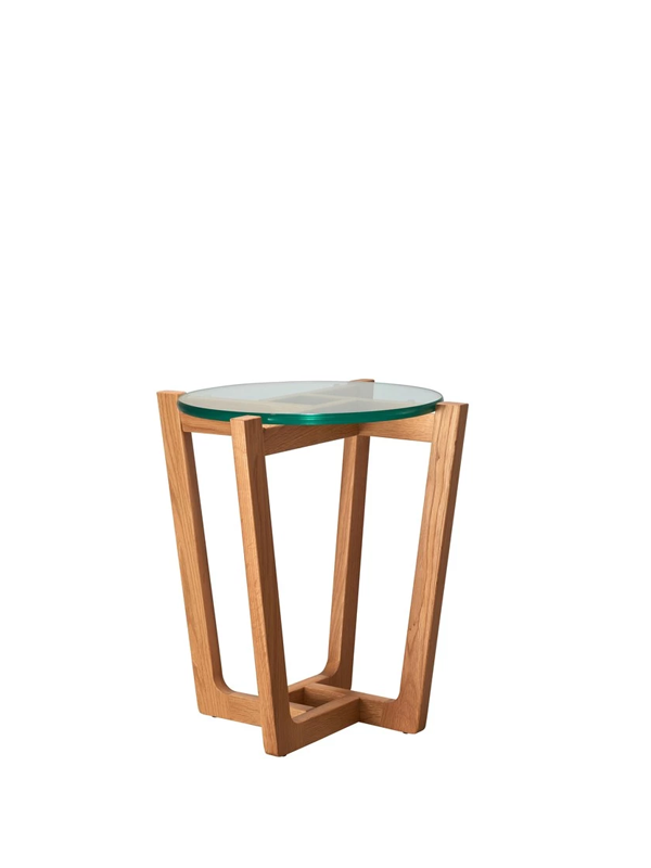 Mandalay Side Table in Oak with Glass